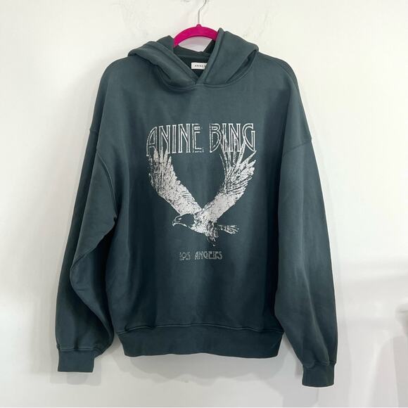 FINAL PRICE NEW Anine Bing Ash Eagle Hoodie in Emerald - Picture 4 of 13